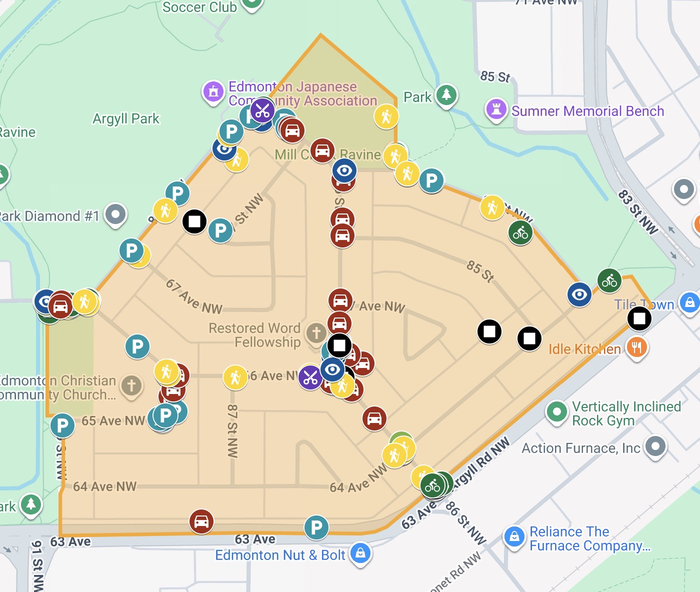 Map showing pins where concerns were identified